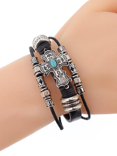 Western Faux Leather Cross Bracelet - The Fringe Spa'Tique