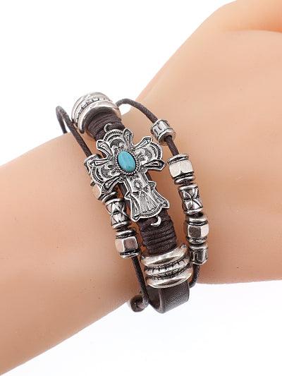 Western Faux Leather Cross Bracelet - The Fringe Spa'Tique