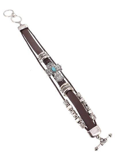 Western Faux Leather Cross Bracelet - The Fringe Spa'Tique