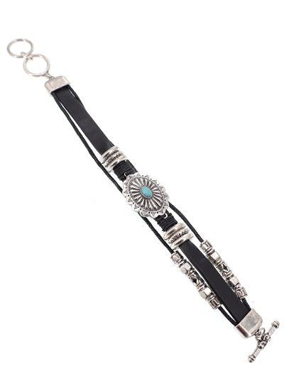 Western Faux Leather Concho Bracelet - The Fringe Spa'Tique